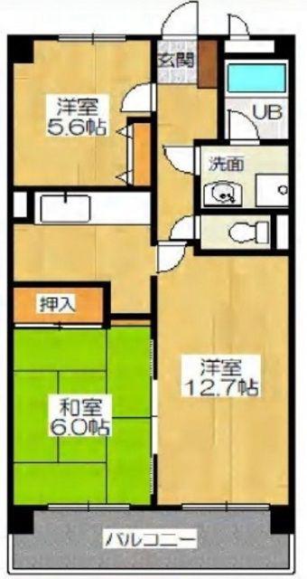 ヴァンベール(2LDK/5階)の間取り写真