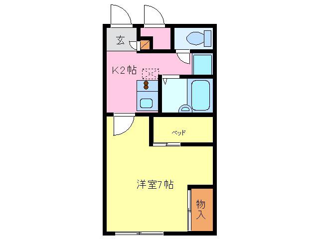 モンレーヴ常滑(1K/2階)の間取り写真