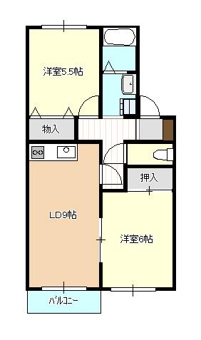 サンシャインA棟(2LDK/2階)の間取り写真