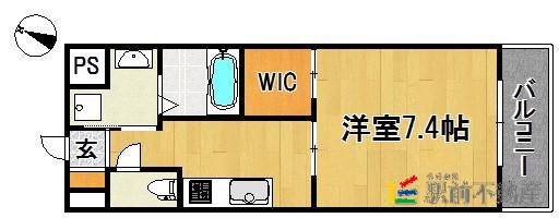 ALETTA合川町(1K/4階)の間取り写真