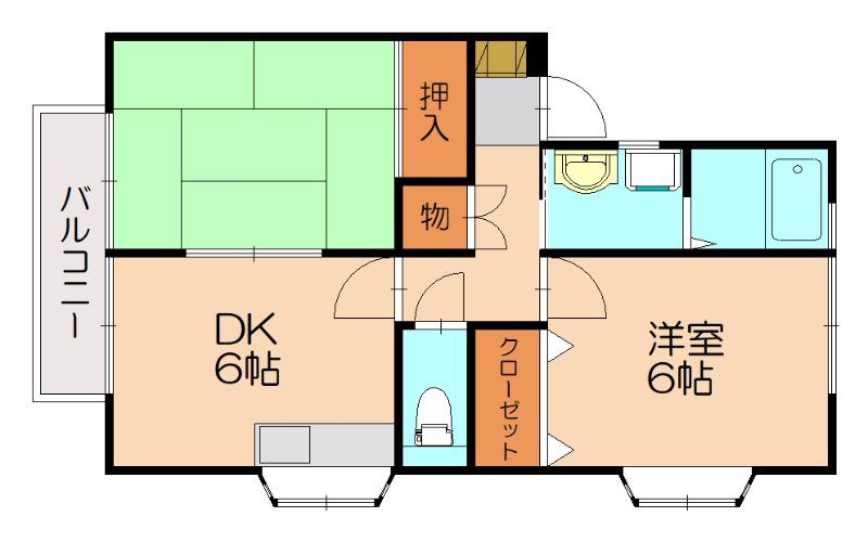 リバーサイドコーポフジ B(2DK/2階)の間取り写真
