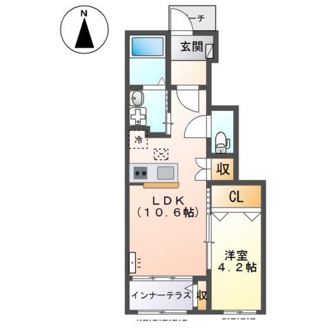 LANTERNA(1LDK/1階)の間取り写真