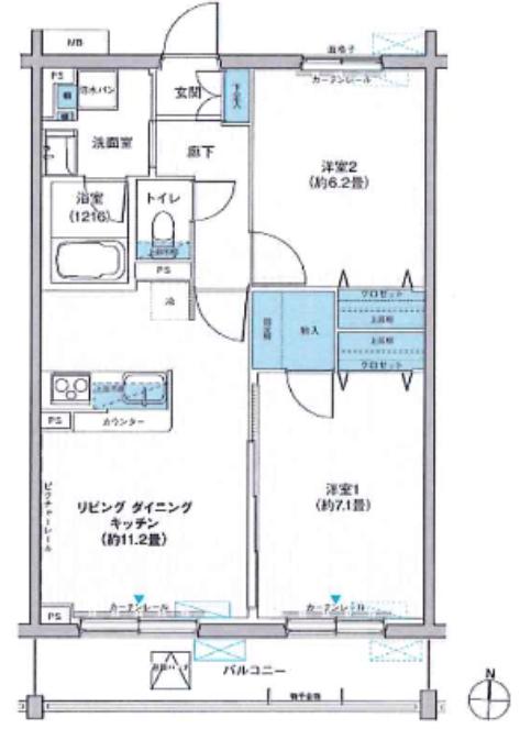 シンクロニシティ武蔵野(2LDK/3階)の間取り写真