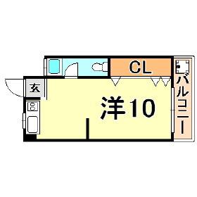 山海マンション(ワンルーム/3階)の間取り写真
