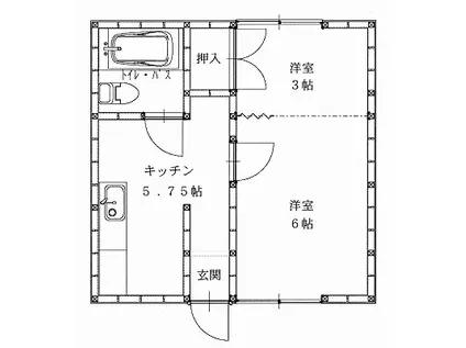 メゾンジュネスA棟(1K/2階)の間取り写真