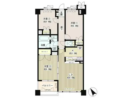 クラッサ初台(3LDK/10階)の間取り写真