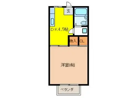 フォレストヒルズ乃木(1DK/2階)の間取り写真