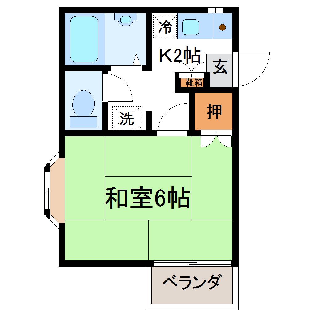 コーポときわ台II(1K/2階)の間取り写真