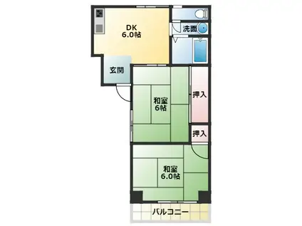 メゾン・ド・ミズホ(2DK/2階)の間取り写真