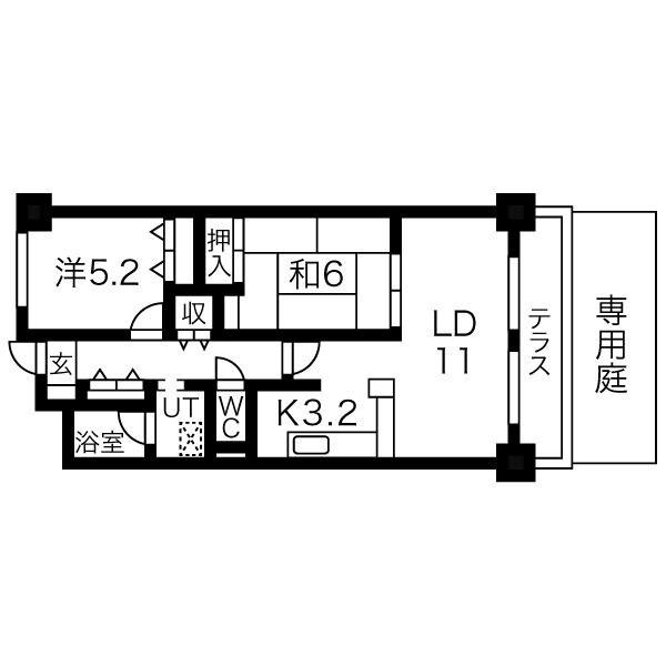 ライオンズマンション姫路東今宿(2LDK/1階)の間取り写真