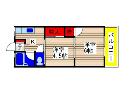 ハイネス三原台(2K/1階)の間取り写真
