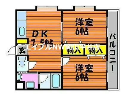 オーランド岩田(2DK/2階)の間取り写真