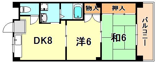 舞子坂ハイム(2DK/3階)の間取り写真