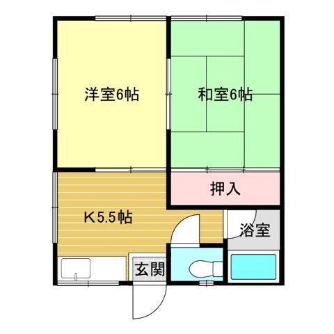 石田コーポ(2DK/2階)の間取り写真