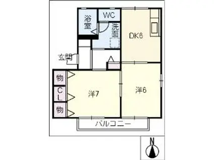 コンフォート貴美(2DK/2階)の間取り写真