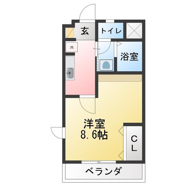 エスペランス鷲山(1K/2階)の間取り写真