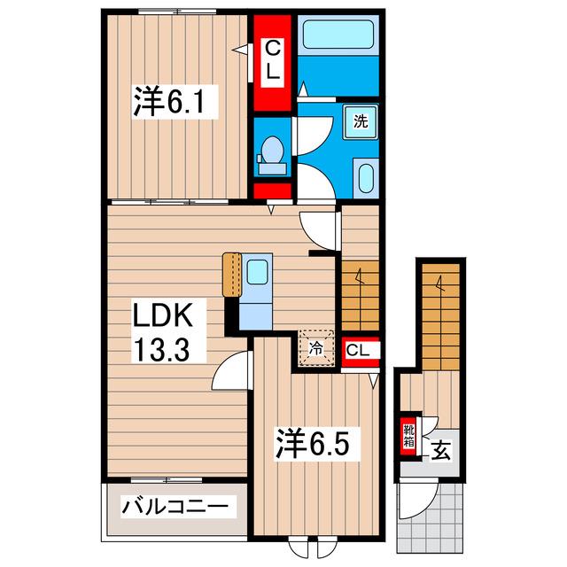 グランメゾン・東多賀(2LDK/2階)の間取り写真