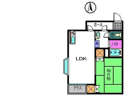 アグリーアブル(1LDK/1階)の間取り写真