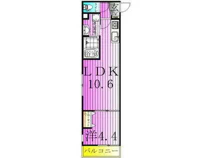 Jブラン竹ノ塚(1LDK/1階)の間取り写真