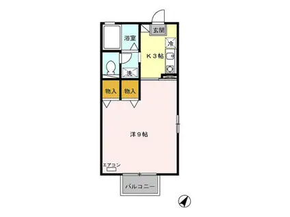 H・Iハウス(1K/1階)の間取り写真