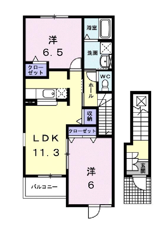 ノーチェ(2LDK/2階)の間取り写真
