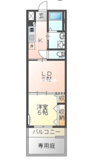 コロンII(1LDK/1階)の間取り写真