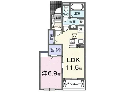 メゾン・ド・エクセレンスVIIA(1LDK/1階)の間取り写真