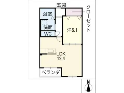 ハートフル杏子(1LDK/2階)の間取り写真