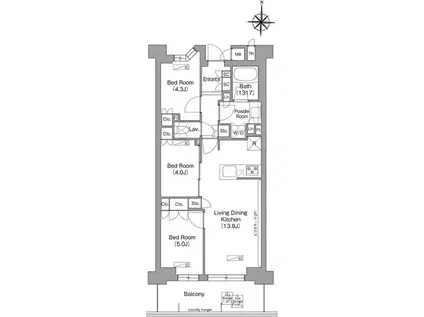 コンフォリア・リヴ八坂富士見(3LDK/6階)の間取り写真