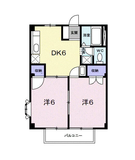 ハイムあすなろB(2DK/1階)の間取り写真