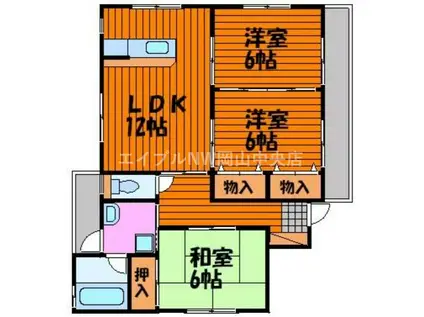 フラワーハイツV(3LDK/2階)の間取り写真