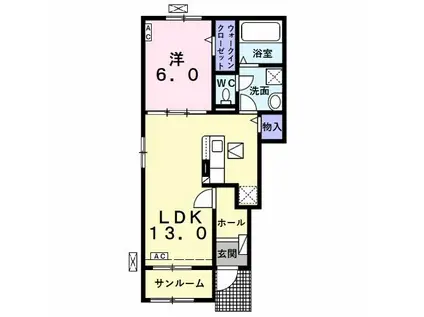 スフリーズ赤坂 I(1LDK/1階)の間取り写真