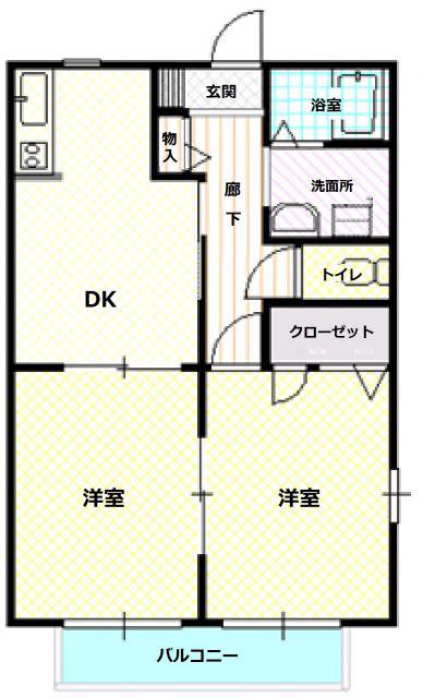 フレグランス和(2DK/1階)の間取り写真