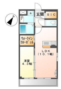 アルファ・スター(1LDK/2階)の間取り写真