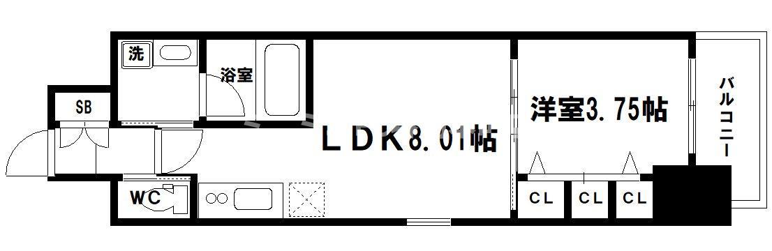 滝川公園プライマリーワン(1LDK/6階)の間取り写真