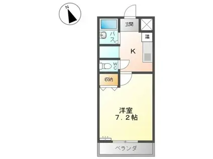 クレッセント(1K/2階)の間取り写真