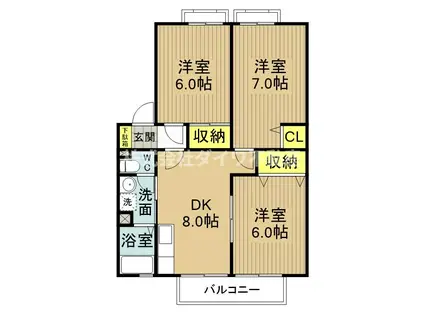 パークレジデンス(3DK/2階)の間取り写真