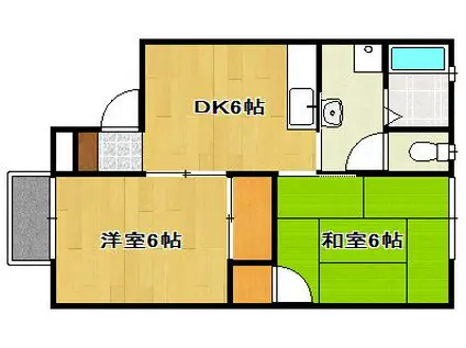 セジュール南平台(2DK/1階)の間取り写真