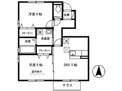 プリモセジュール B(2DK/1階)の間取り写真