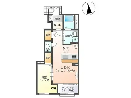 クレスト蓮(1LDK/1階)の間取り写真