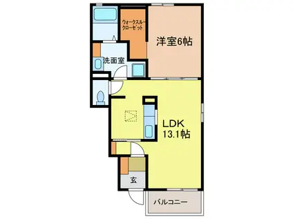 フルール ド クオーレ(1LDK/1階)の間取り写真