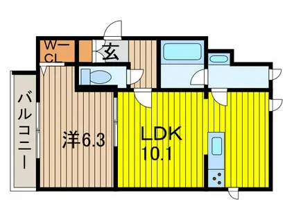 シュ シュ(1LDK/1階)の間取り写真