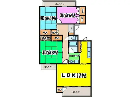 山城ビルA(3LDK/4階)の間取り写真