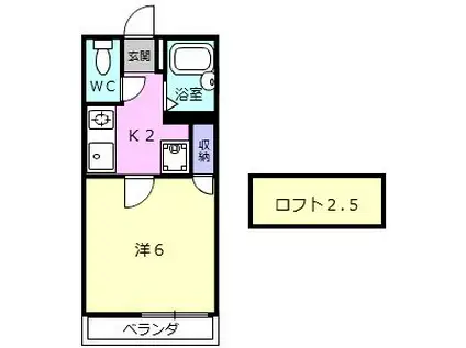 CLAIR(1K/2階)の間取り写真