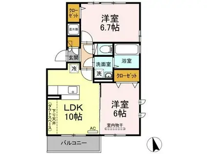ブランシェコートIII ノース(2LDK/3階)の間取り写真