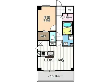 ボワドブローニュIII(1LDK/3階)の間取り写真