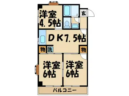 是政ニューグリーンマンション(3DK/1階)の間取り写真