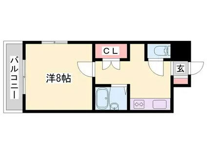 ルークレジデンス姫路III(1K/2階)の間取り写真