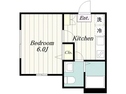 ヒルサイドパーク(1K/2階)の間取り写真