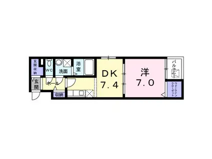 K.OレーベンII(1DK/4階)の間取り写真